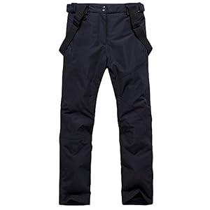 YEEFINE Men's Waterproof Snow Ski Pants Insulated Warm Winter Outdoor Snowboard Bibs with Suspenders(Black, S)