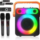 VTSGN Portable Bluetooth Karaoke Machine for Adults  PA System with 2 Wireless Microphones, Disco Lights, Perfect for Outdoor Parties & Family Gatherings