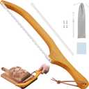 2 x 15.7" Sourdough Bread Knife, Bread Knife for Homemade Bread, Wooden Bread Bow Knifes, Premium Stainless Steel Serrated Bread Knifes, Bread Cutter for Bagels, Baguettes, Sourdough Knifees for Slicing (peach color)