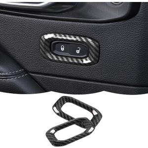 RT-TCZ Carbon Fiber Interior Door Lock Switch Cover Trim Frame Decoration Interior Accessories Compatible with Jeep Wrangler JL JLU & Gladiator JT 2018-2023