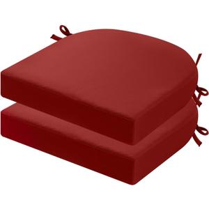 idee-home Outdoor Chair Cushions Set of 2, Thick 19" x 19" x 3" Patio Chair Cushions for Outdoor Furniture Waterproof with Ties, Seat Cushion, Chair Pads Dining Chair Spice