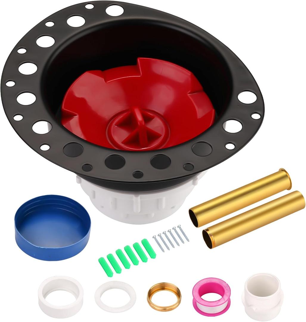 Freestanding Tub Drain Roughin Kit, Bathtub Drain Kit with PVC Plastic Adapter and Brass Tail Pipes, Compatible with Freestanding Bathtub, Floor Mounted Bathtub and Copper Bathtub