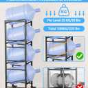 4 Tier 5 Gallon Water Jug Holder with 4 Lockable Wheels - Water Bottle Rack Organizer with Movable Casters, Heavy Duty Water Storage Rack Dispenser Stand for Kitchen Office Garage/Black
