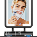 Heated Shower Mirror Fogless for Shaving 2025 New, 3 Colors Stepless Dimmable Lights Anti Fog Shower Mirror, Fog Free Mirror for Shaving with Razor Holder for Men, NO-Drilling, Removable - Black