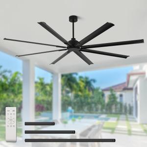 84 Inch Industrial Ceiling Fans without LightsLarge Ceiling Fan with 8 Reversible Aluminum Blades, 6-Speed Remote Control, Home or Commercial Ceiling Fan for PorchGarageShop