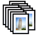 SESEAT 11x14 Picture Frame Set of 10, Display Pictures 8x10 With mat or 11x14 Prints Without Mat, Wall Mounting,Black