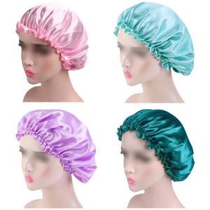 4 Pcs Satin Shower Caps Elastic Bath Hats Waterproof Bathing Shower Cap Hat Large Soft Bath Shower Caps for Hair Protection