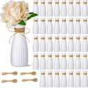Ninehaoou 40 Pcs Plastic Flower Bud Vases Bulk with Twines Ropes Small Mini Flower Vases for Centerpieces Decorative Plastic Bottles for Wedding Reception Dining Table Home Decoration (White)