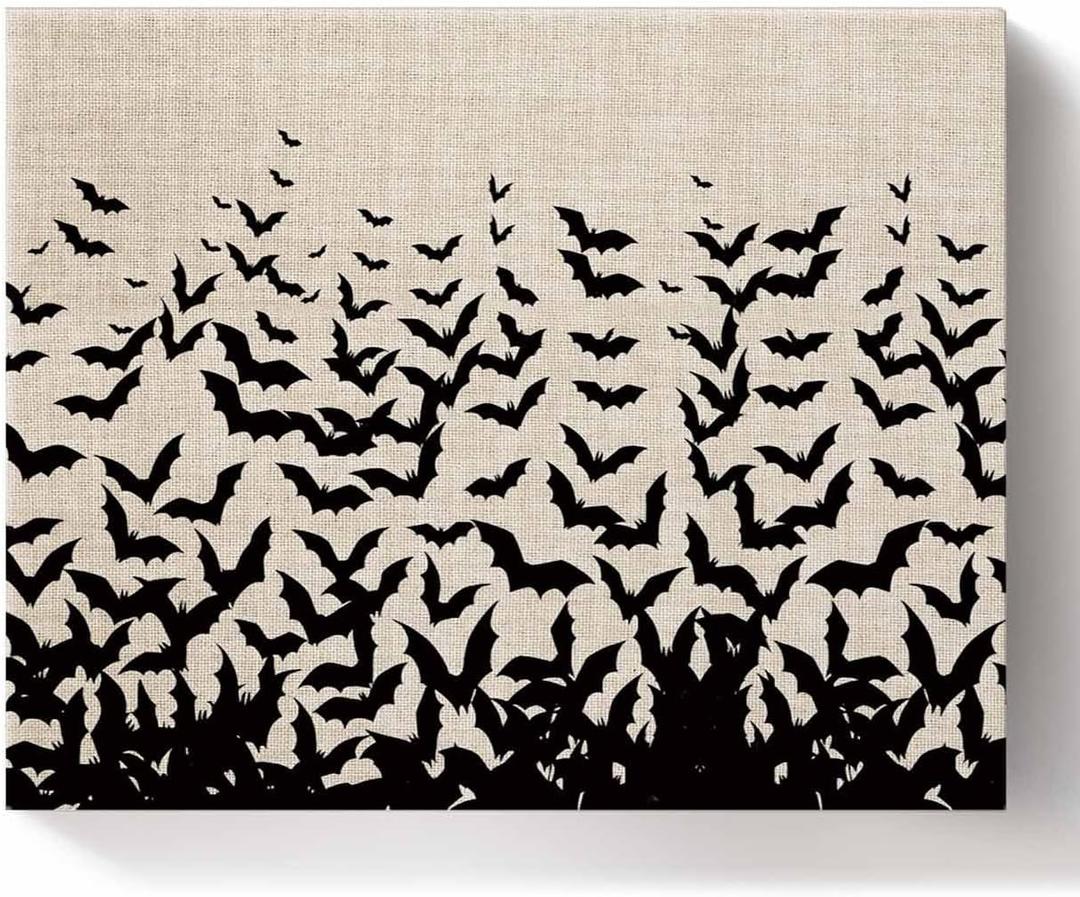 Zoileodpish Halloween Paint by Numbers Bat Painting on Canvas Kit for Adults Beginners with Wooden Frame Easy to Paint DIY for Home Wall Decor Gift, 20" Wx24 L (Beige)