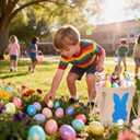 2 x Easter Bunny Basket for Kids, Linen Egg Hunt Bag Soft Fabric, Cute Rabbit Tote Bags Easter Tote Bags for Candy Gifts Storage (Blue)