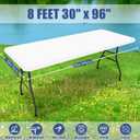 Moosfor Spandex 8 Foot Rectangle Table Cloth 4 Pack, Elastic Fitted Tablecloths for Picnic, Stretch Washable Patio Table Cover for Outdoor, Camping, Banquet and Parties (White, 30"x96")