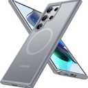 TORRAS Magnetic Shockproof for Samsung Galaxy S24 Ultra Case, [18N Strong Magnetic] [12 FT Mil-Grade Protection] [Compatible with MagSafe] Protective Translucent Matte Slim Case, Guardian- Mag, Gray
