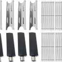 Shengyongh SSBG179A (4-Pack) 304 Stainless Steel Cooking Grid Grates and Heat Plates and Cast Iron Burner Replacement Parts Kit for Master Forge BG179A, BG179AO Grill Parts