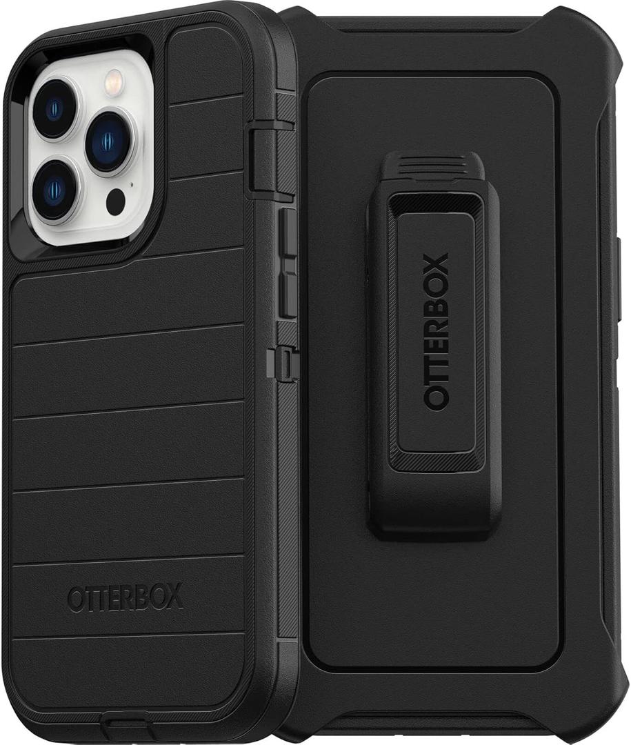 OtterBox iPhone 13 Pro (ONLY) Defender Series Case - Black, Rugged & Durable, with Port Protection, Includes Holster Clip Kickstand