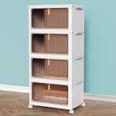 CTSNSLH 4 Tier Plastic Storage Bins and Boxes Organizer - Stackable with Lids for Bedroom, Living Room, Office - Foldable Containers (White)