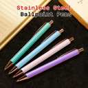 4 x Sooez Luxury Ballpoint Pens 1.0mm, 4Pcs Stylish Ballpoint Pens Cute Fancy Pens Gifts,Teacher Deals, Stainless Steel Metal Pen Retractable,office Supplies, School Supplies, Classroom Prizes (Black)