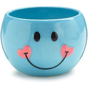 Adorable Blue Smiley Face/Happy Face Planter/Candy Dish with Hearts Adorable Blue Smiley Face/Happy Face Planter/Candy Dish with Hearts