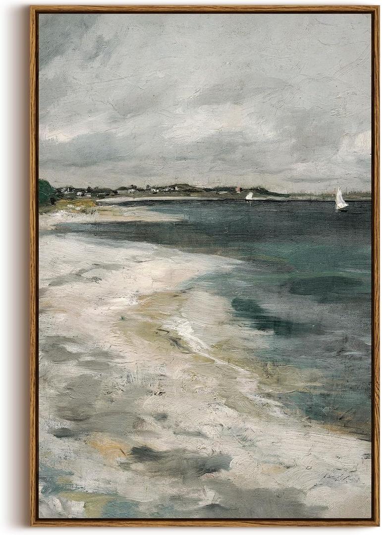 InSimSea Framed Canvas Prints Art Vintage Decor, Storm Clouds Vintage Coastal Wall Decor, Large Prints, Traditional Scenic Pictures for Bathroom Bedroom Farmhouse Office Decoration, 20"x30"
