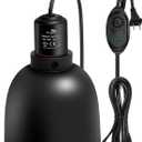 MECESOR Reptile Light Fixture with Dimming Switch and Timer, 8.5 Inch Deep Dome Reptile Heat Lamp Fixture, Reptile Lamp Fixture Cap for UVB Bulb Basking Heat Bulb for Reptile Glass Terrariums, 1PCS