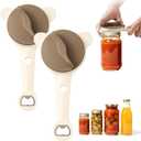 2 Pcs 2026 New 4-in-1 Jar Opener-Adjustable Stainless Steel Lid Remover for Seniors & Arthritis,Non-Slip Grip Fits 1″-3.5″Jars,Bottles & Cans (Brown)