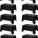 10-Pack Black Tablecloths for Rectangle Tables, 70 x 108 Inches, Stain-Resistant Polyester Fabric for 6 Foot Tables - Washable Table Covers for Weddings, Banquets, Birthday Parties, Events