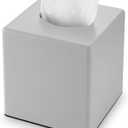 Y-in Hand Tissue Box Cover, Square Facial Tissue Holder Storage for Bathroom Vanity, Countertops, Dressers, Night Stand, Parlors and Offices - Grey