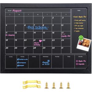 3-in-1 Chalkboard Calendar for Wall, 17x13 inches Magnetic Monthly & Weekly Calendar, Blackboard for Wall with Black Wood Frame, Hanging Chalkboard for Decor/Memo(YL+ZL-HB-BK,4333)
