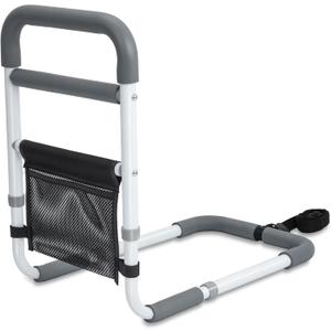 Bed Rails for Elderly Adults - 350LBS Heavy Duty Bed Assist Rail with Non-Slip Bedside Handle, Fall Prevention Safety Cane with Storage Pocket for Seniors, Fits King/Queen/Full/Twin Beds