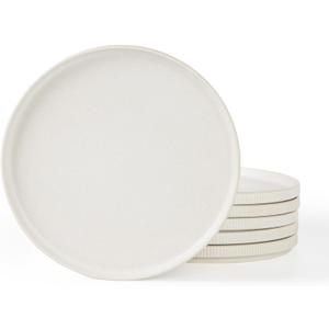 famiware Star Salad Plates for 5, 8 inches Plate Set, Stoneware Dinnerware, Small Dinner Plates for Dessert, Salad, Appetizer, Matte White