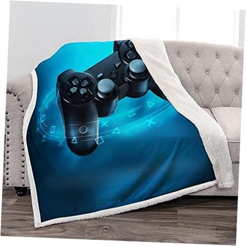 Jekeno Gaming Blanket Gifts for Boys Teens Girls Men Women Christmas Birthday Blue Video Game Gamepad Decor Home Bedroom Living Room Kids Adults Soft Cozy Warm Plush Sherpa Throw 50"x60"
