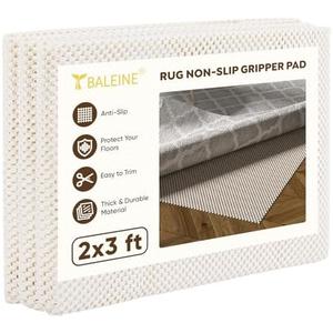 BALEINE Non Slip Rug Pad Rug Gripper for Hardwood Floors, Extra Thick Non Slip Mat Under Carpet (2'x3') 1 Piece
