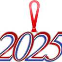 2 x Christmas Ornament 2025  Elegant Holiday Keepsake Metal Year Ornament with Colors, Red White and Blue, Collectible Tree Decoration