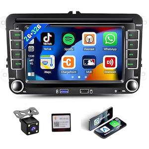 [ 2G+32G] Car Stereo for VW Golf Polo Passat B6 B7 Jetta Caddy Seat Tiguan Touran Skoda with Wireless Carplay Android Auto, Driauto 8 Inch Double Din Touch Screen Radio with GPS WiFi Bluetooth FM/RDS