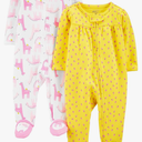 Simple Joys by Carter's Baby Girls' Cotton Footed Sleep and Play, Pack of 2 0-3m
