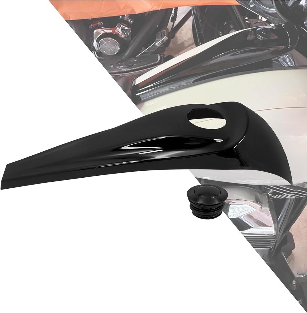 HDBUBALUS Motorcycle Smooth Dash Fuel Console with Gas Tank Cap Covers Fit for Harley Touring Electra Glide FLHT Road Glide FLTRX Street Glide FLHX 2008-2023 Black