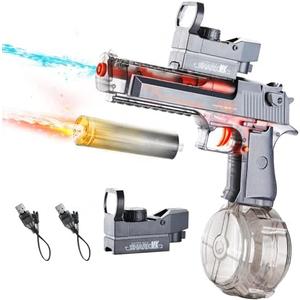 Electric Water Gun | PHOTONSPLASH – Futuristic Handheld Soaker with Light-Up Photon Emitter, High-Capacity 425ml Tank – Dual Battery Water Toy for Kids & Adults in The Garden/at The Beach (Gray), 3 Pack