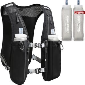 Running Hydration Vest for Women and Men. Reflective, 8 Pocket, Quick Dry, Water-Resistant, Breathable, Adjustable Backpack for Runs, Hiking, Cycling, Trails, Marathons
