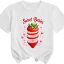SweatyRocks Girl's Strawberry Graphic Short Sleeve T Shirts Casual Crew Neck Going Out Tees 12Y