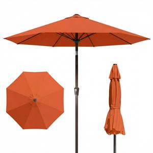 Patio Kingdom 9FT Patio Umbrella Outdoor Table Umbrella w/Push Button Tilt and Crank, 8 Sturdy Ribs, UV Resistant Waterproof Market Umbrella for Pool, Deck, Backyard, Garden, Terracotta
