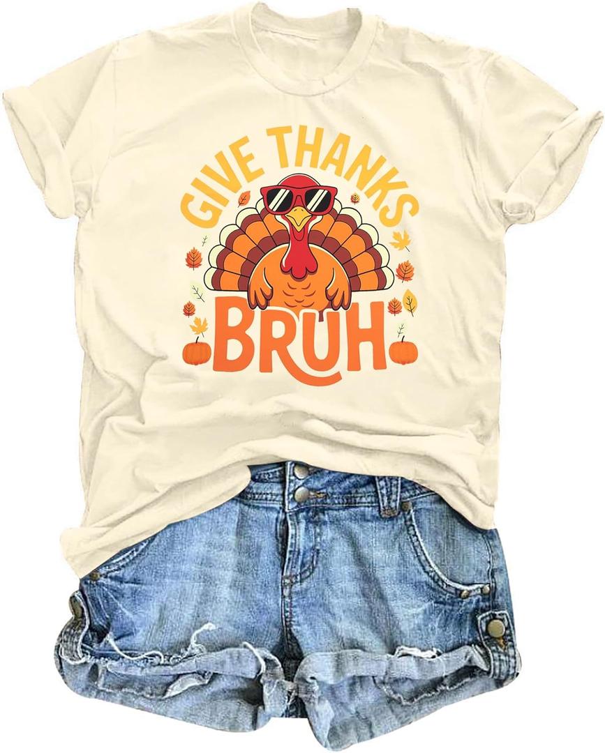 Thanksgiving Shirts Women Turkey Shirt: Thankful Teacher Family Friends Thanksgiving Top Fall Pumkin Short Sleeve Tee (X-Large, Apricot)