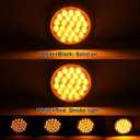 Partswcgg 4Pcs 4 Inch Round Amber Strobe Lights 24 LED Trailer Tail Lights with Stobe Solid Flash Patterns for Truck Towing Trailer Lamps Warning Waterproof w/Grommets and 3 Prong Plug 10V-30V