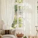 Anmao Vintage Lace Kitchen Curtains 18 Inches Long 2 Panels, Romantic Semi Sheer Floral Over Sink Lacy Cafe Curtain, Elegant Window Short Small Drapes, 55W x 18L, Ivory White