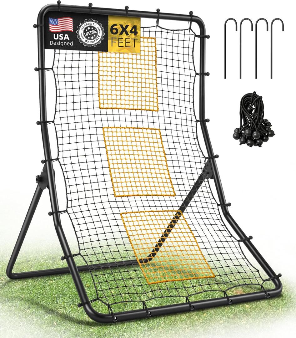 Heavy Duty Baseball Rebounder Net Fielding Trainer Softball Pitch Back Size: 6 x 4 ft