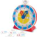 Melissa & Doug Turn & Tell Wooden Clock - Educational Toy With 12+ Reversible Time Cards , Red