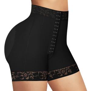 Lover-Beauty Faja Tummy Control Shapewear Shorts Fajas Colombianas Moldeadoras BBL 3 Row Hooks (Medium, Black-4 Row of Hooks-open Crotch)