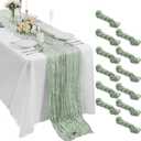 Bailarina 12 Pack Cheesecloth Table Runner 17x108 Inch Long Gauze Cheese Cloth 9ft Wrinkled Sheer Table Runner for Wedding Reception Birthday Party Table Decoration (Sage Green)