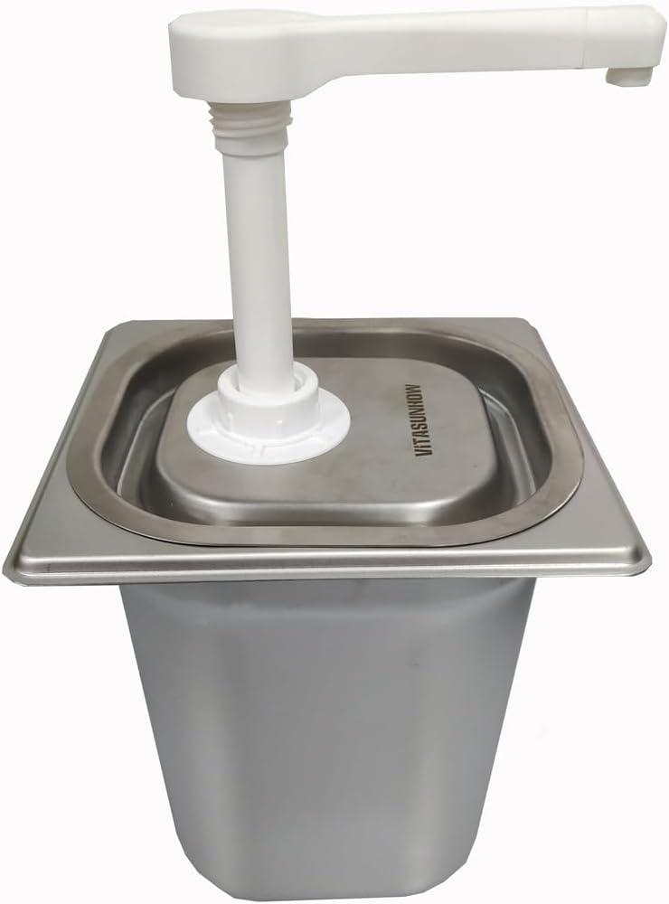 VITASUNHOW Condiment Pump Station, Sauce Dispenser Pump Seasoning Condiment Squeeze Pump Container with Base Removable Tanks,for Casual Fast Food, Western Restaurant (PP1035)