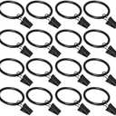 16 Pack Curtain Rings with Clips, Window Clip Rings Curtain Hooks Hangers Clip Rings for Hanging Drapery Drapes Bows, 1.5 Inch Diameter, Black
