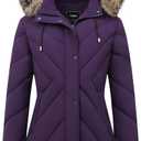Women's Winter Coat Long Puffer Jacket - Waterproof Warm Thickened Snow Coat for Women (Purple, Small)