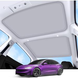 2026 Upgrade Sunshade Roof For Tesla Model 3 Highland 2022-2026 [No-Gap/Sag-Free] Heat Insulation Glass Roof Sunshade Sunroof for Tesla Model 3 Accessories 2026 2025 2024 202 2022 Beige